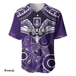 Dockers Football Baseball Jersey Shirt Fremantle Aboriginal Mix Polynesian Pattern