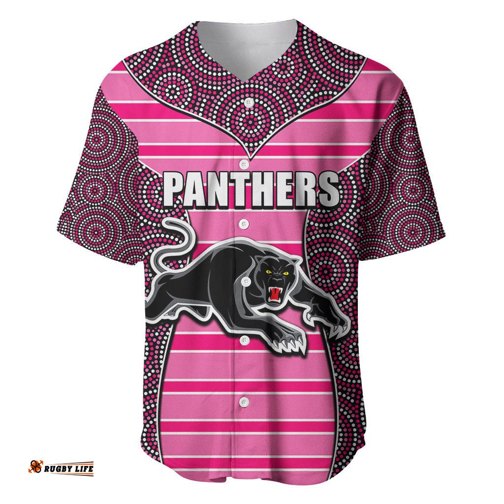 NRL Panthers Baseball Jersey Shirt Mix Dot Aboriginal Pink Version