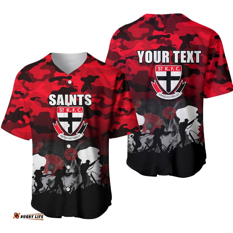 Custom Personalised AFL Anzac Day Baseball Jersey Shirt Saint Army Style