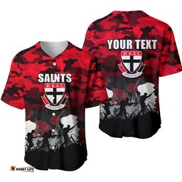 Custom Personalised AFL Anzac Day Baseball Jersey Shirt Saint Army Style