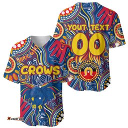 Personalised NAIDOC Week 2024 Adelaide Crows Baseball Jersey Shirt Australian Aboriginal Hand Painting