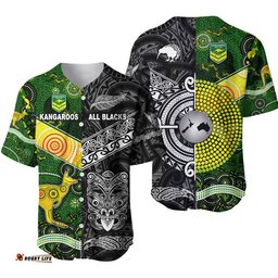 New Zealand Maori All Black And Australia Kangaroos Aboriginal Baseball Jersey Shirt Rugby Together