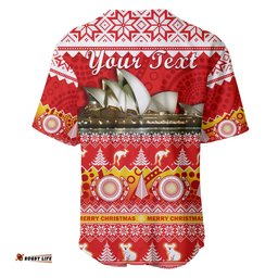 Custom Personalised Australia Baseball Jersey Shirt Sydney Opera House Aboriginal Art Merry Christmas