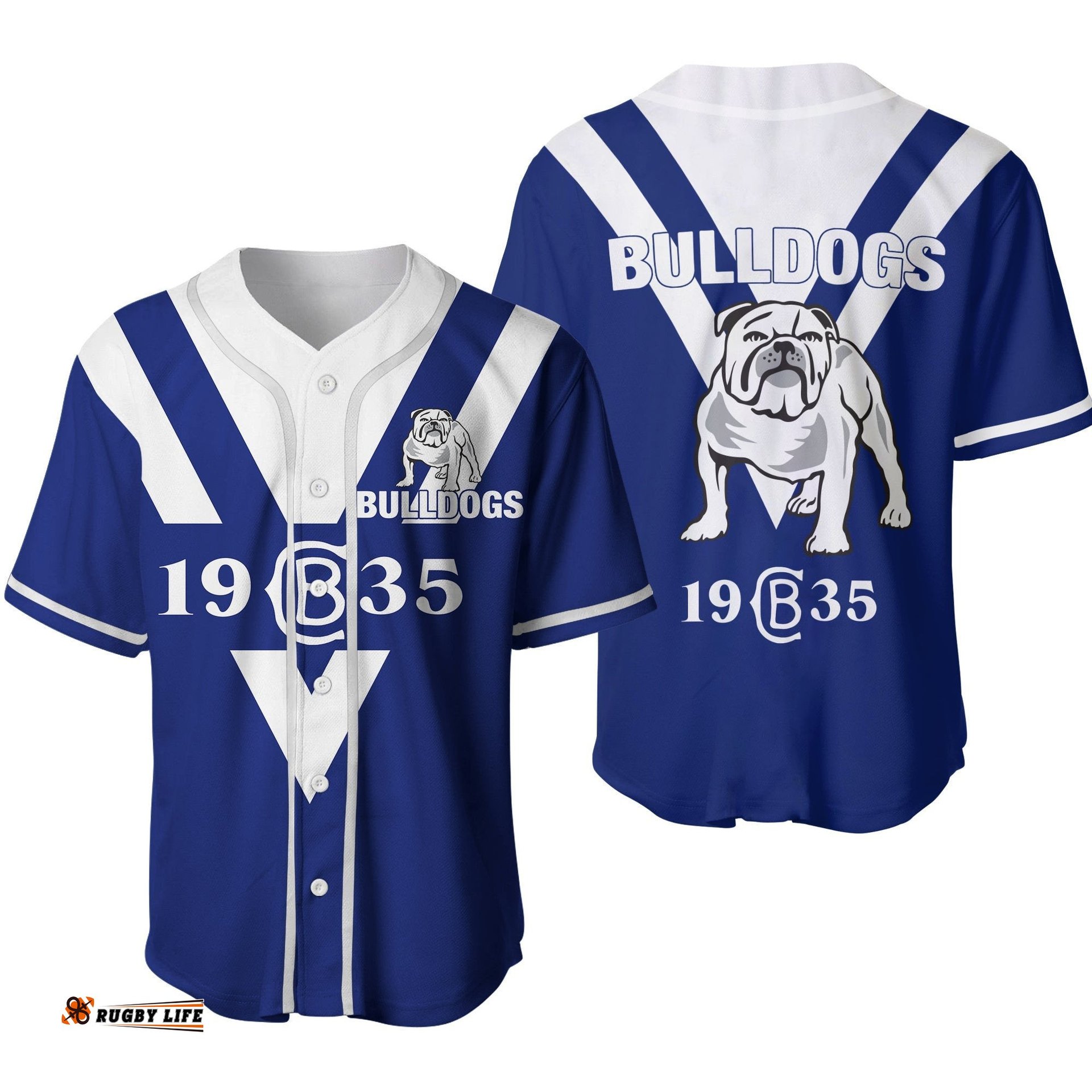 Canterbury Bankstown Bulldogs Blue Baseball Jersey Shirt