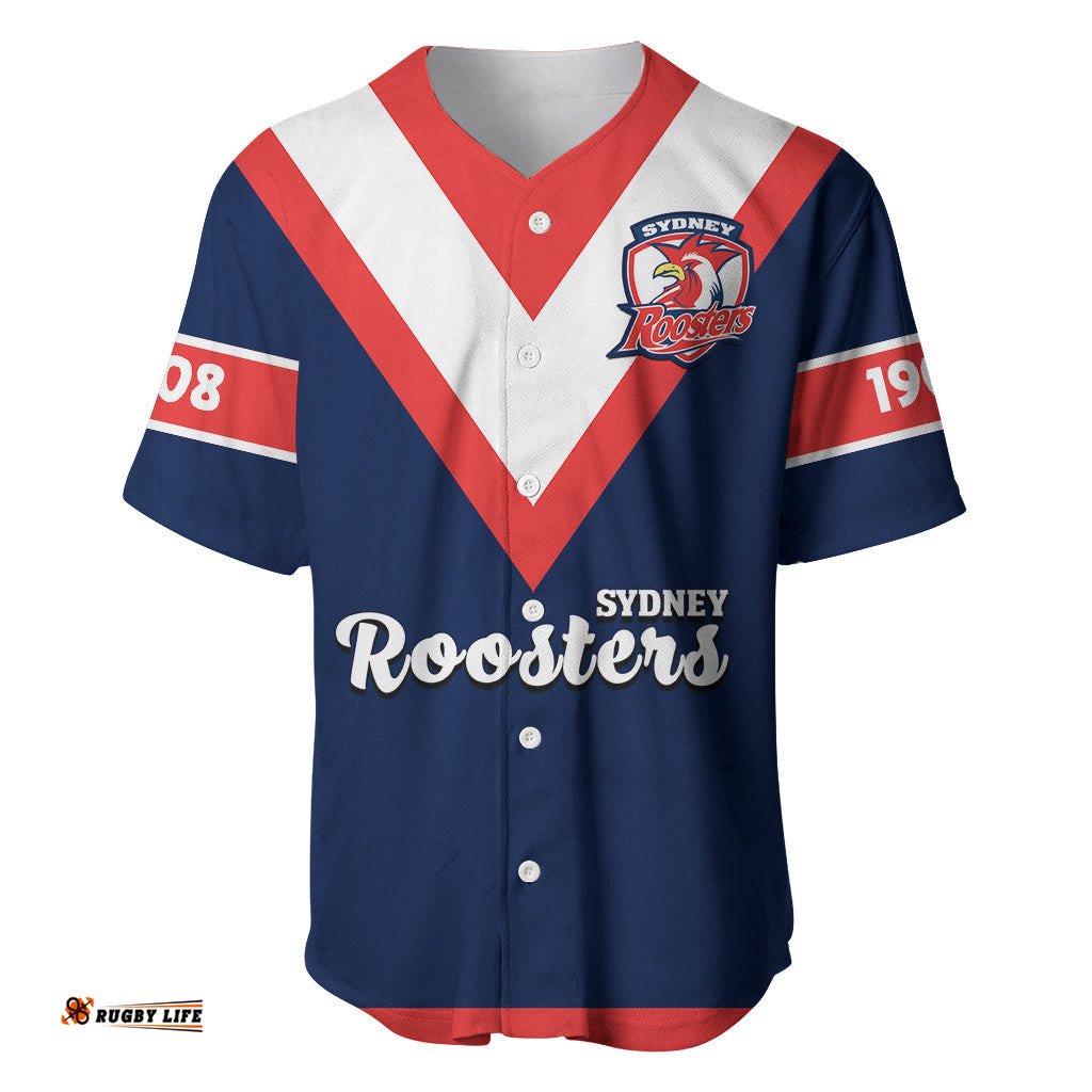 Roosters Rugby Baseball Jersey Shirt Tricolours 1908 Sporty Version