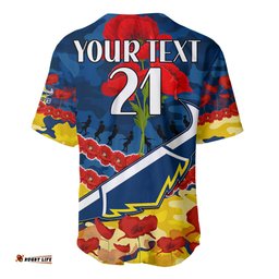 Custom Text And Number Cowboys Rugby ANZAC Baseball Jersey Shirt Lest We Forget