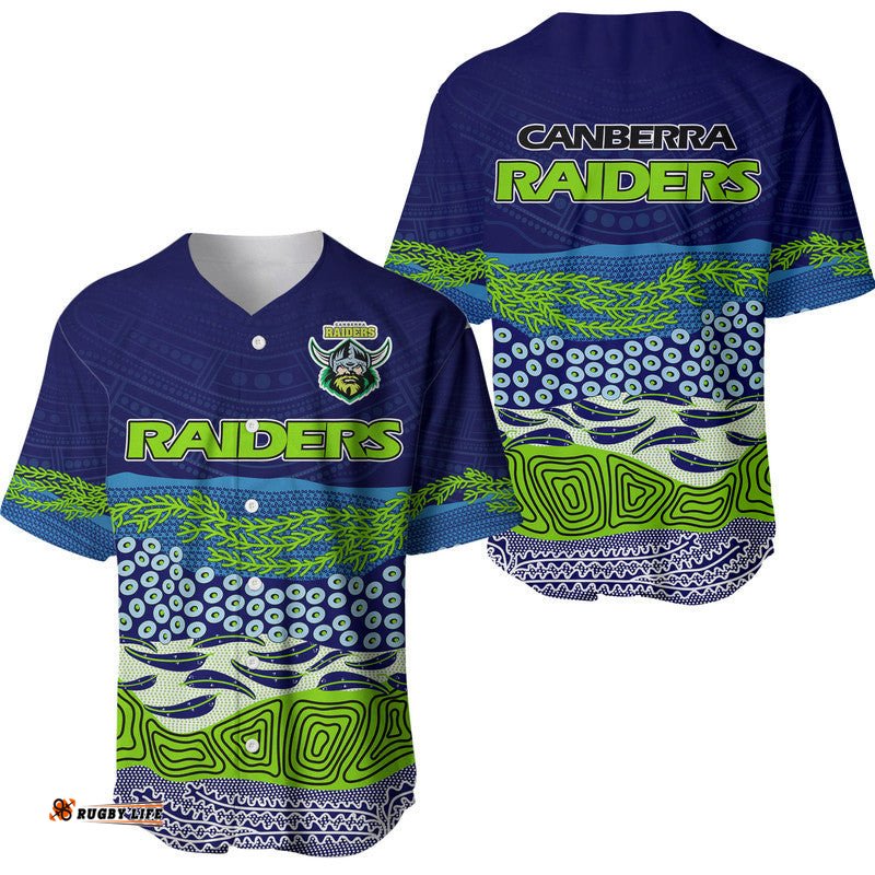 Canberra The Green Machine Raiders Boomerang Indigenous Baseball Jersey Shirt