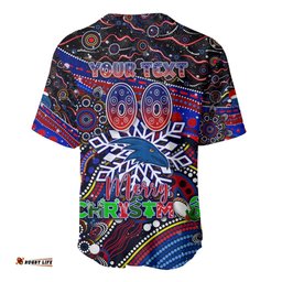 Merry Christmas AFL Adelaide Crows Baseball Jersey Shirt Aboriginal Santa Football Mascot