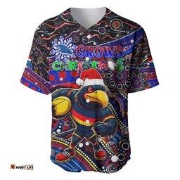 Merry Christmas AFL Adelaide Crows Baseball Jersey Shirt Aboriginal Santa Football Mascot