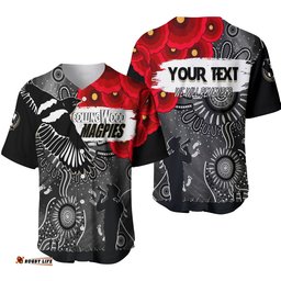 Custom Personalised Collingwood Magpies Indigenous Anzac Day Baseball Jersey Shirt We Will Remember