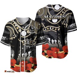 Collingwood Football ANZAC Baseball Jersey Shirt Aboriginal Mix Poppy Camouflage Ver.02