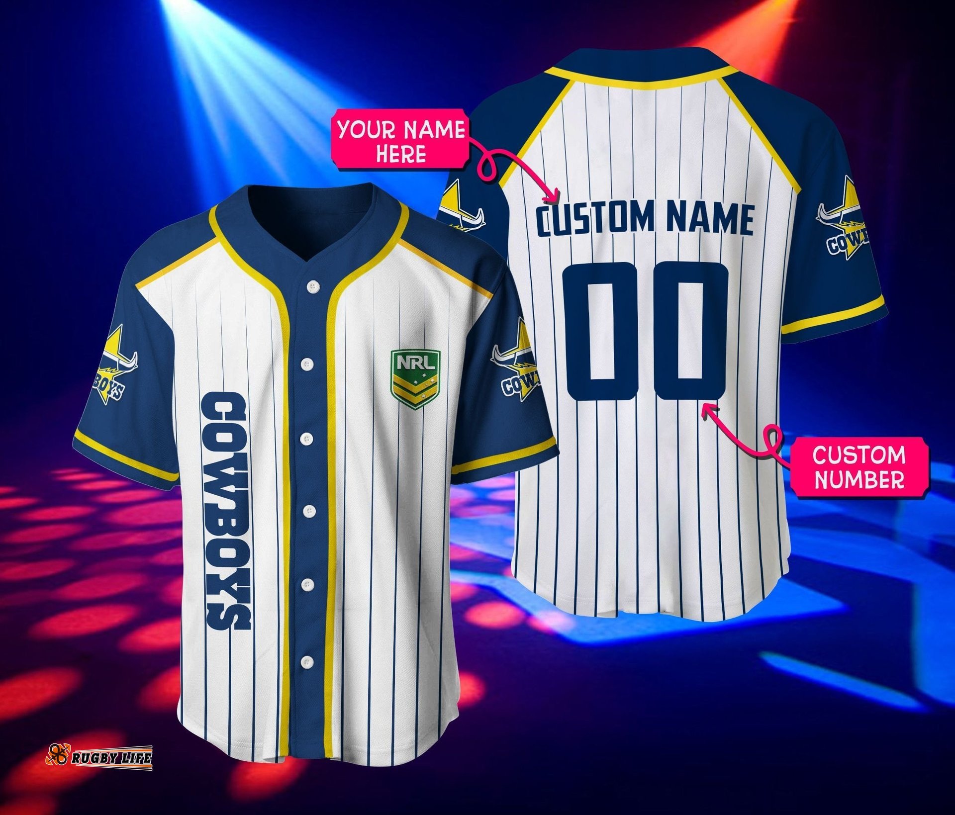 Personalized North Queensland Cowboys 3D Baseball Jersey Shirt