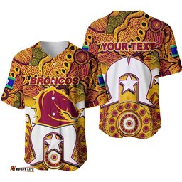 Custom Personalised Broncos Torres Strait Islanders Mix Aboriginal Baseball Jersey Shirt