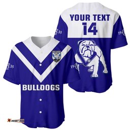 Custom Text And Number Bulldogs Rugby Baseball Jersey Shirt Canterbury Bankstown Go Dogs