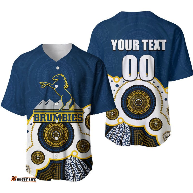 Custom Personalised And Number Super Rugby Brumbies Baseball Jersey Shirt