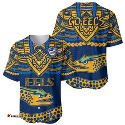 Eels Rugby Baseball Jersey Shirt Polynesian and Aboriginal Vibe