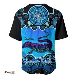 Personalised Australia Capricorn Goanna Zodiac Baseball Jersey Shirt Auz Astrology Aboriginal Aqua