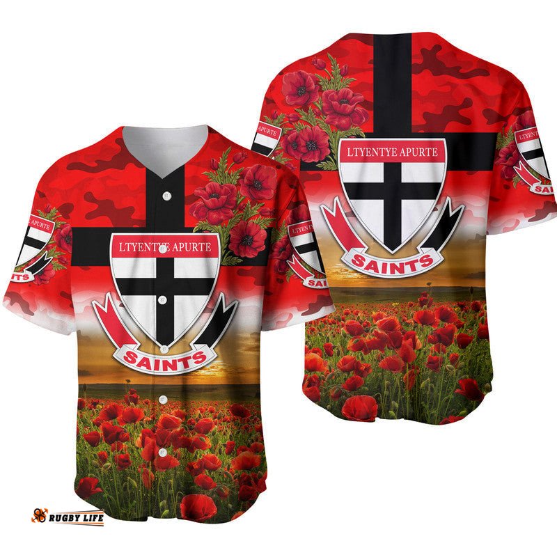 Ltyentye Apurte ANZAC Baseball Jersey Shirt Poppy Vibes Saints