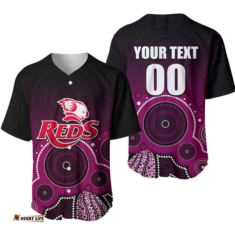 Custom Personalised And Number Super Rugby Queensland Reds Baseball Jersey Shirt