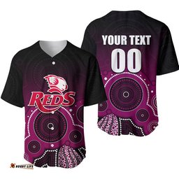Custom Personalised And Number Super Rugby Queensland Reds Baseball Jersey Shirt