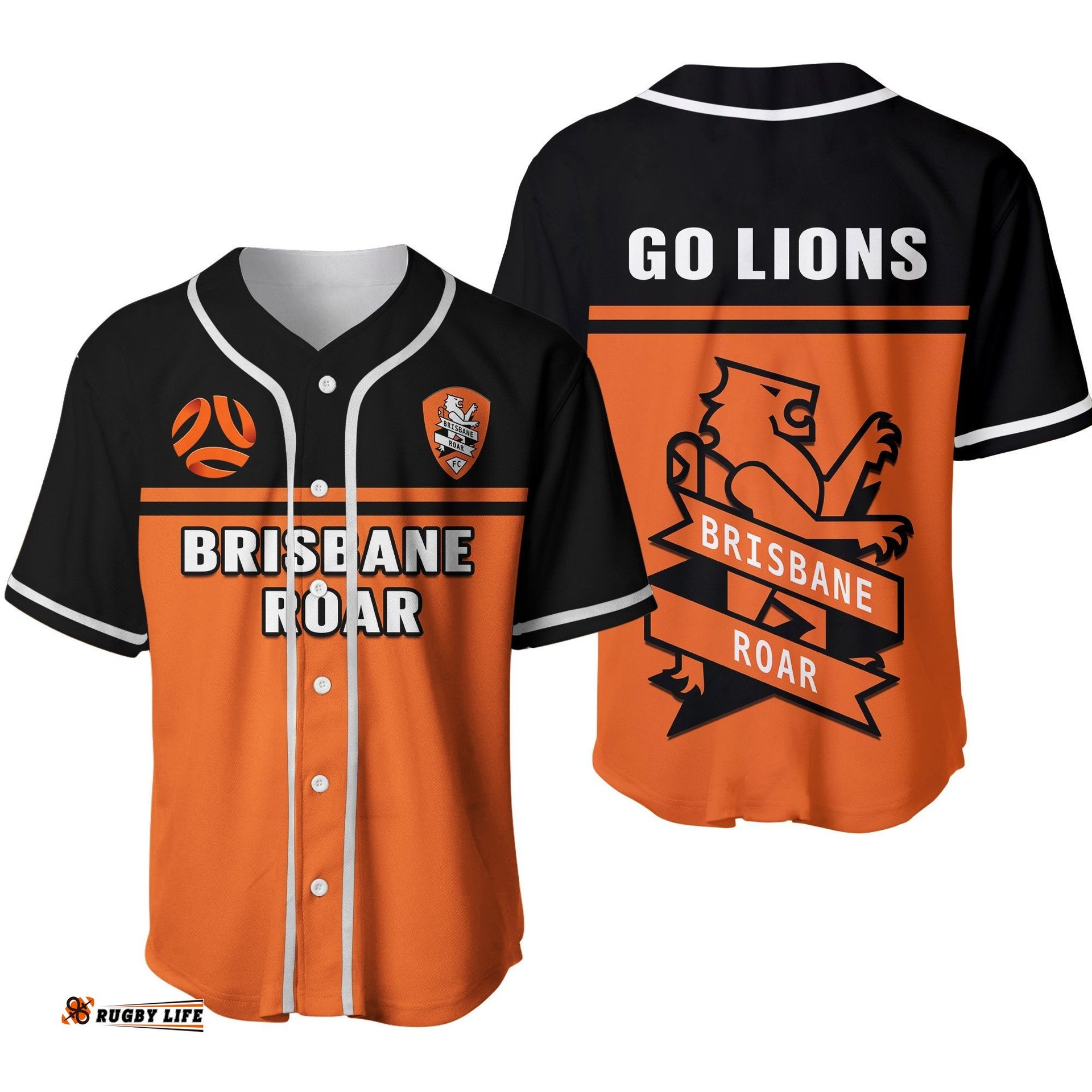 Brisbane Roar Football Baseball Jersey Shirt Go Lions Simple Style Ver.02