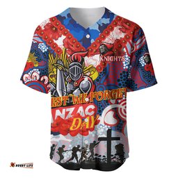 Personalised Knights ANZAC Day Baseball Jersey Shirt Aboriginal Rising Sun