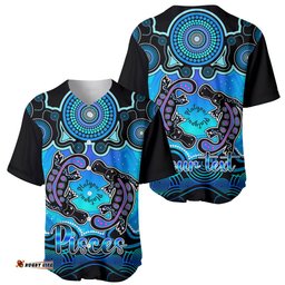 Personalised Australia Pisces Platypus Zodiac Baseball Jersey Shirt Auz Astrology Aboriginal Aqua