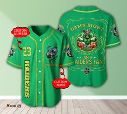 Canberra Raiders NRL 3D Personalized Baseball Jersey Shirt Damn Right