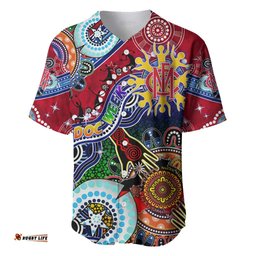 Custom NAIDOC Week 2024 Melbourne Demons Baseball Jersey Shirt Australia Aboriginal Dot Painting