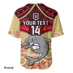 Personalised Dolphins Rugby Baseball Jersey Shirt Aboriginal Mix Polynesian Pattern