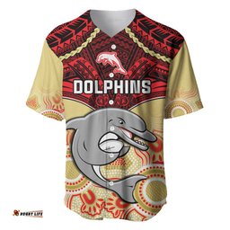 Personalised Dolphins Rugby Baseball Jersey Shirt Aboriginal Mix Polynesian Pattern