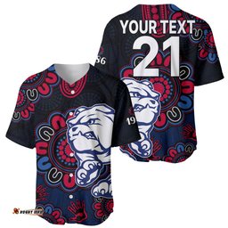 Custom Personalised AFL Western Bulldogs Dogs 1877 Aboriginal Baseball Jersey Shirt 06