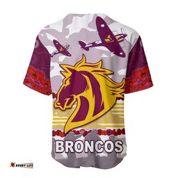 Custom Personalised Broncos Anzac Day Baseball Jersey Shirt Aboriginal Lest We Forget Ver.02