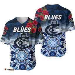 Carlton Blues ANZAC Baseball Jersey Shirt Indigenous Vibes