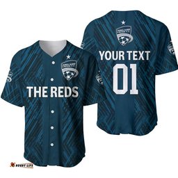 Custom Personalised Adelaide United The Reds Baseball Jersey Shirt Soccer Club Original Style Navy