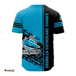 Cronulla Sutherland Sharks Baseball Jersey Shirt Quarter Style NRL