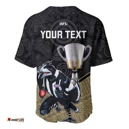 Personalised Collingwood Football Baseball Jersey Shirt Magpies Go Champions Polynesian Indigenous Art