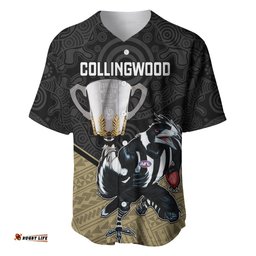 Personalised Collingwood Football Baseball Jersey Shirt Magpies Go Champions Polynesian Indigenous Art