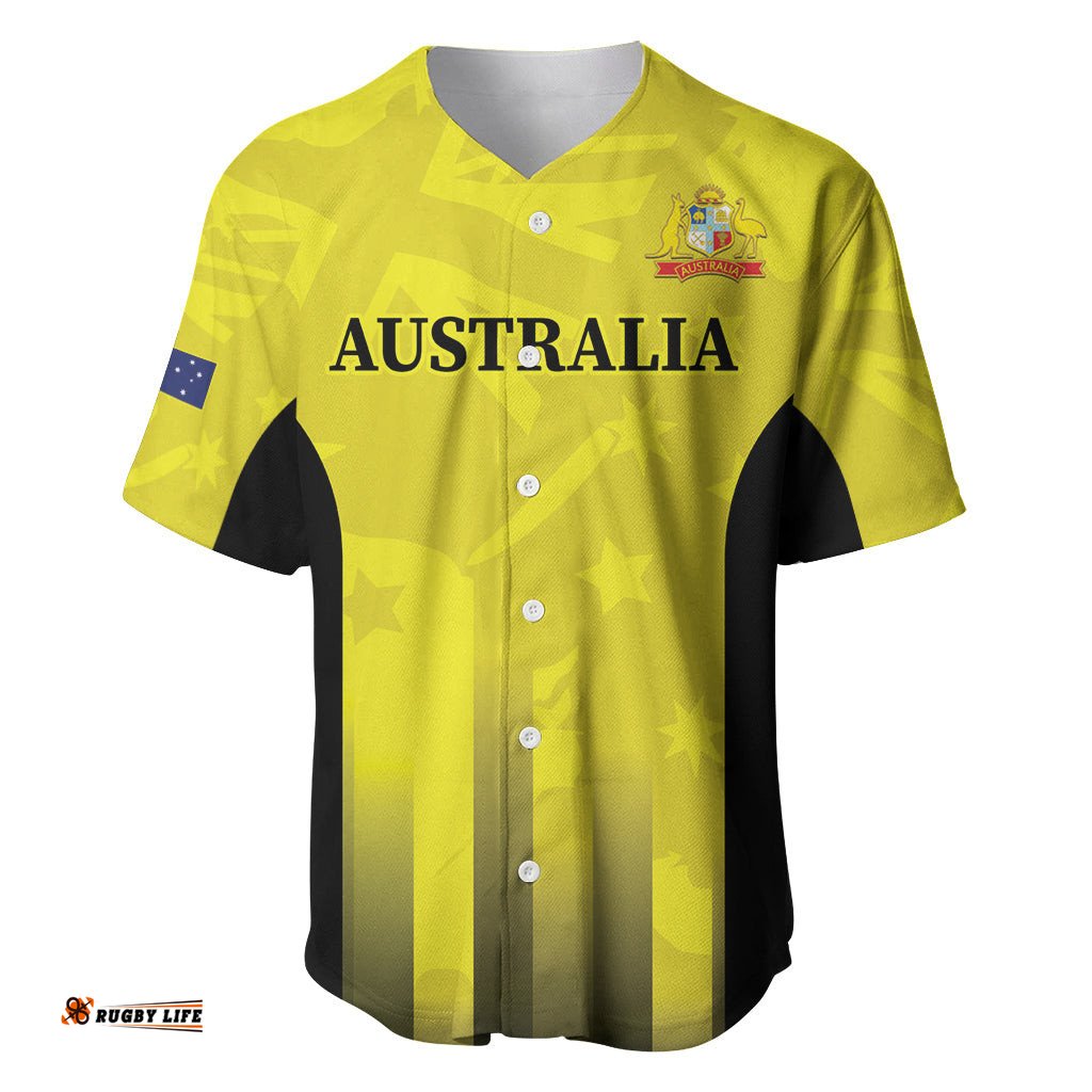 Custom Australia Cricket Baseball Jersey Shirt 2024 World Cup Go Aussie Gold Version