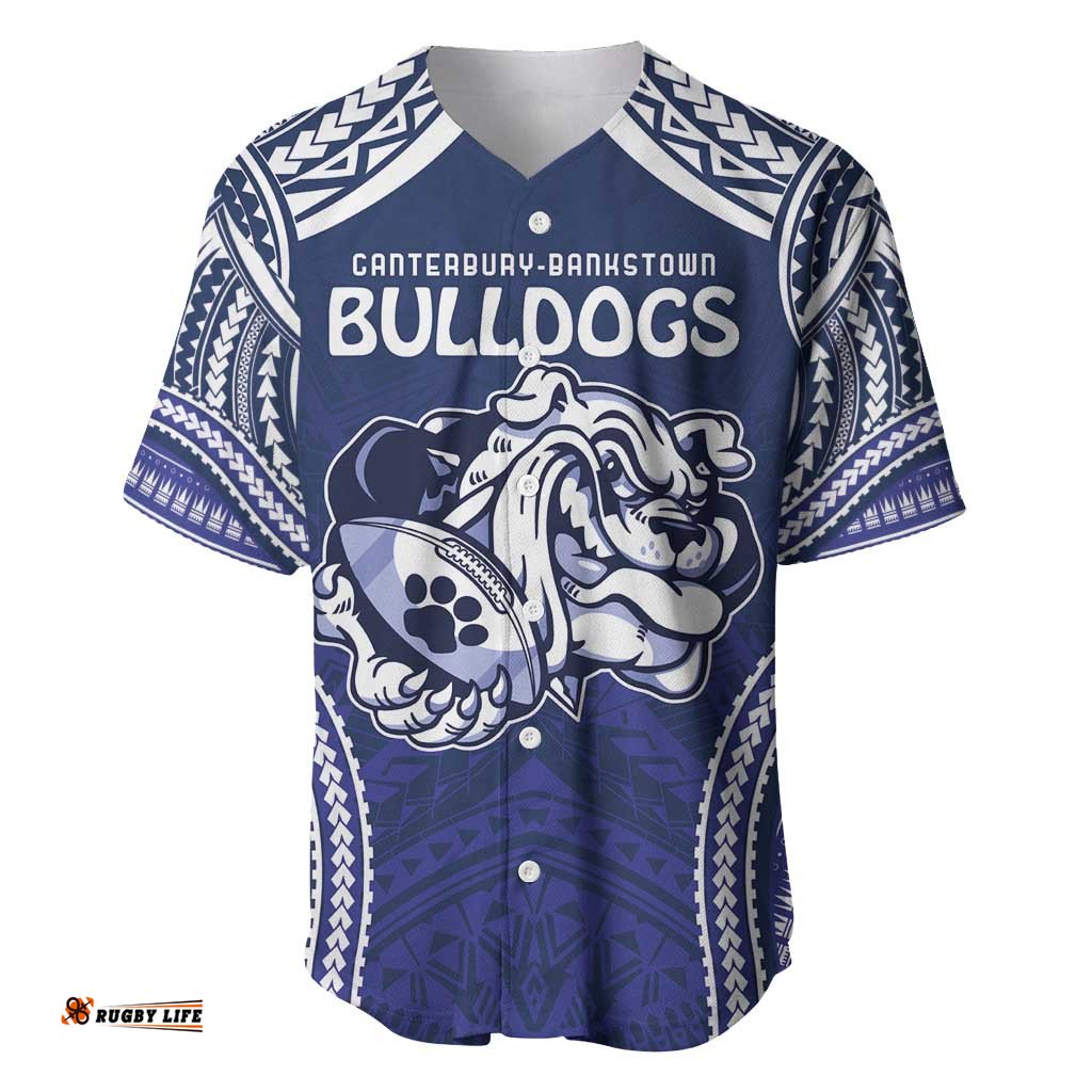 Bulldogs Rugby Custom Baseball Jersey Shirt Go Berries With Polynesian Style