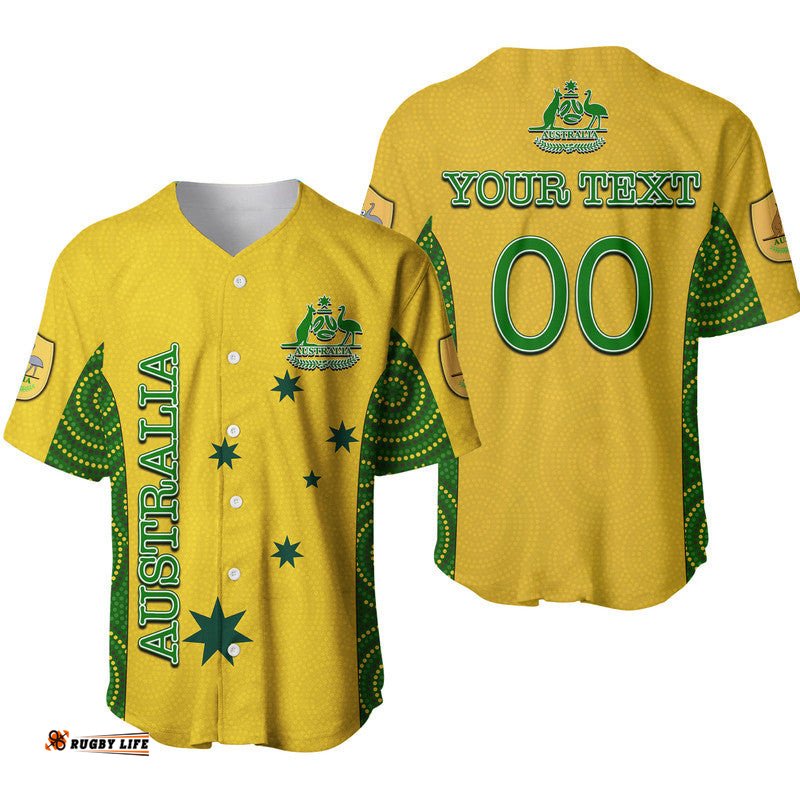 Custom Personalised And Number Australia Soccer Baseball Jersey Shirt Aboriginal Dot Patterns