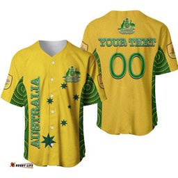 Custom Personalised And Number Australia Soccer Baseball Jersey Shirt Aboriginal Dot Patterns