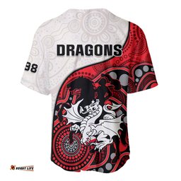 Dragons Rugby Baseball Jersey Shirt St George Illawarra 1998 Indigenous Art 09
