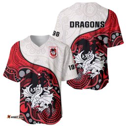 Dragons Rugby Baseball Jersey Shirt St George Illawarra 1998 Indigenous Art 09