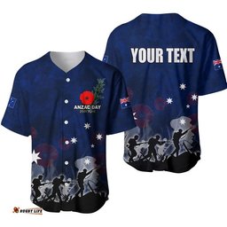 Custom Personalised Australia Anzac Day Baseball Jersey Shirt Rosemary In Heart