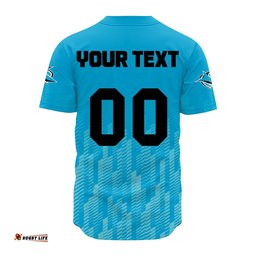 Cronulla Sutherland Sharks Baseball Jersey Shirt Logo Sport Ombre NRL