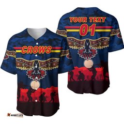 Custom Personalised Adelaide Crows ANZAC Baseball Jersey Shirt Simple Style Navy Blue