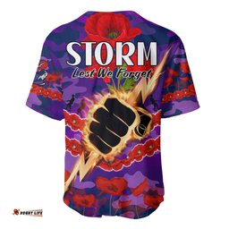 Storm Rugby ANZAC Baseball Jersey Shirt Lest We Forget