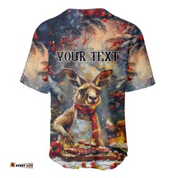 Personalised Kangaroo Chef Christmas in July Baseball Jersey Shirt