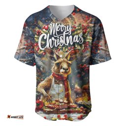 Personalised Kangaroo Chef Christmas in July Baseball Jersey Shirt